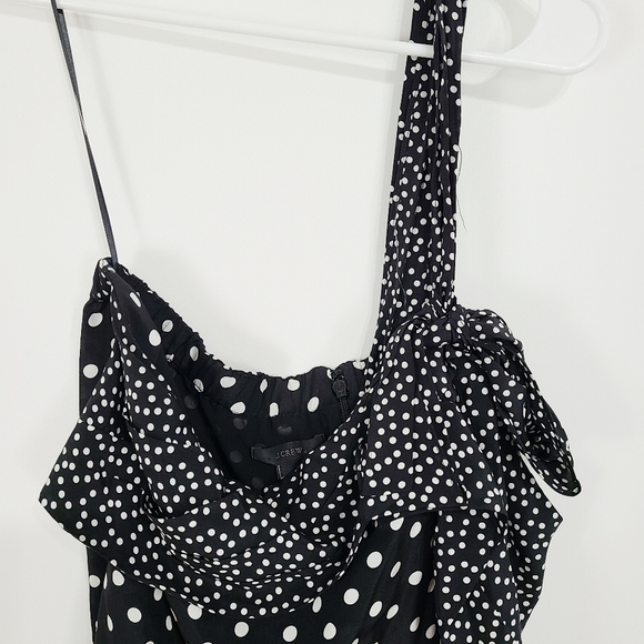 J. Crew | NWT Polka Dot One Shoulder Blouse Black White Size 12 - Picture 3 of 6